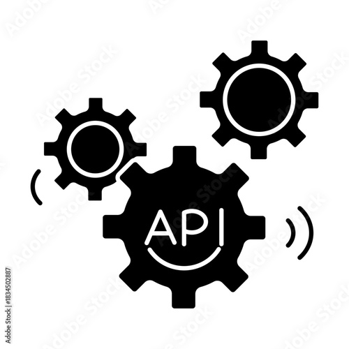 Two style pack Api gears puzzle pieces connecting or api tex silhouette
