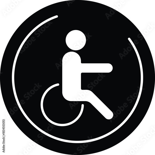 Wheelchair accessibility symbol silhouette. Editable Handicraft Customise Design.