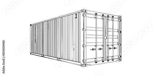 Minimalist shipping container outline	
