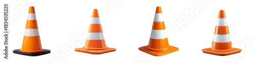 Safety First Four Traffic Cones Alert Drivers to Construction Zones and Road Hazards, Ensuring Secure Navigation and Preventing Accidents on Roads and Highways
