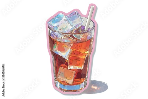 Iced Coffee Low Poly Sticker - Minimalist Drink Decal