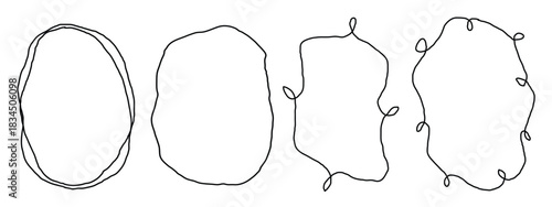 Hand-drawn Scribble Oval and Looped Line Frame Set