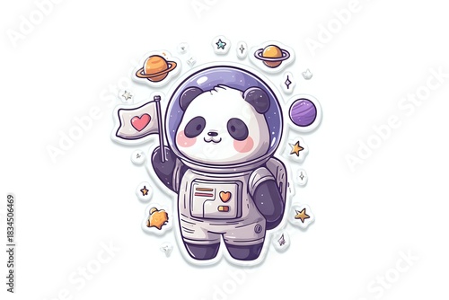 Panda Astronaut Sticker - Kawaii Space Animal, Digital Planner Decal, Cute