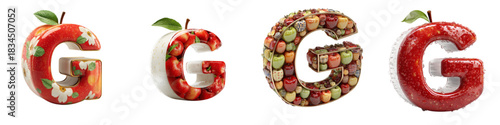 Delicious Apple Letter G Collection, A Fresh Alphabet Concept, Perfect for Nutrition Education and Healthy Lifestyle Campaigns, Ideal for Branding and Creative Designs
