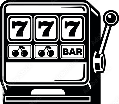 Slot Machine Triple Seven vector illustration silhouette cricut design
