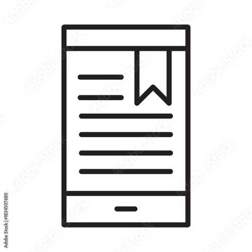 Chapter icon design. Tactile tablet vector icon in linear, outline icon isolated on white background. Document icon, illustration isolated on white background for graphic and web design. e-reader icon