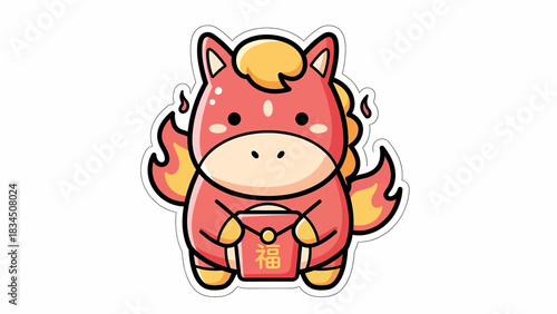 Fiery zodiac horse embodying fire element, symbolizing prosperity for Chinese New Year and Lunar New Year, reflecting Asian culture
