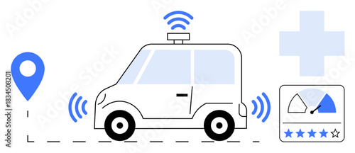 Autonomous vehicle concept. Autonomous cars enhance transportation with navigation capabilities, automated systems, and connectivity. Autonomous solutions improve safety, efficiency, and driving