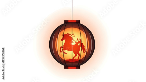 Celebrate Chinese New Year and Lunar New Year with a Horse Zodiac lantern, embracing the fire element, Asian culture, and wishing for prosperity and good fortune