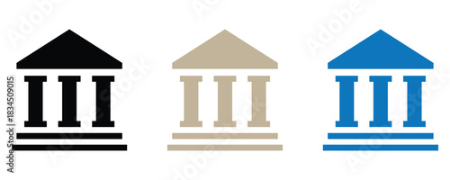 Financial institution icons for trust and stability in black, beige, and blue offer a modern brand identity for banking or legal services
