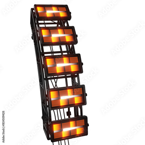 LED reflectors in black metal structure	