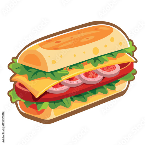 Delicious fresh ham and cheese sandwich with tomato, lettuce, and vegetable salad on white bread for a healthy lunch or snack meal