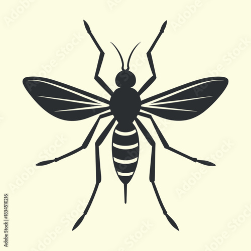 Vector illustration of a black insect mosquito isolated on a white background