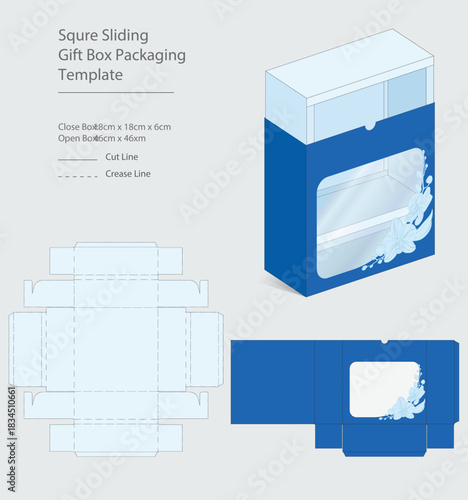 Print ready sliding gift box packaging template design for product presentation and retail display