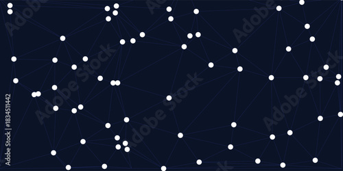 Vector banner design, connecting dots and lines. Global network connection. Geometric connected abstract background