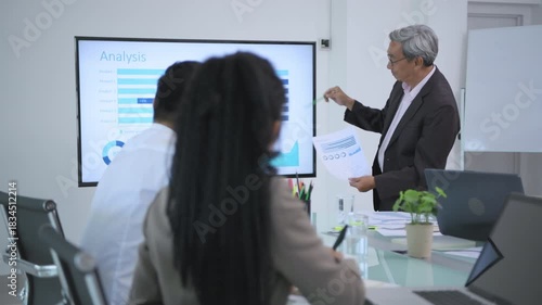 Business concept of 4k Resolution. Business people meeting with partners in conference room.