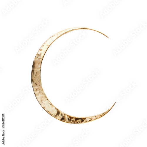 Elegant Thin Gold Crescent Moon isolated on transparent background