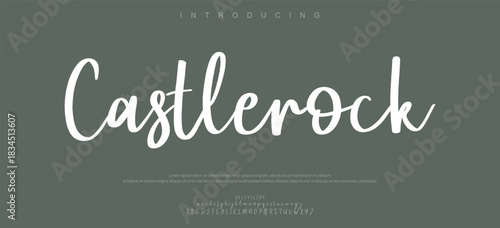  Abstract Fashion font alphabet. Minimal modern urban fonts for logo, brand etc. Typography typeface uppercase lowercase and number vector illustration.