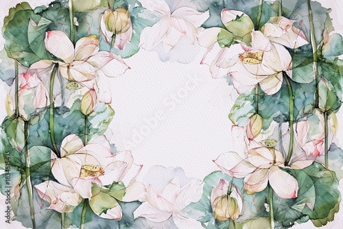 Lotus flower isolated on white background. Greeting Card