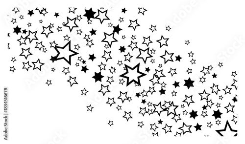 Dynamic Stream of Falling Stars Vector Illustration of Black Starry Trail and Magic Space Background Texture