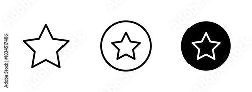 Star Rating Icons Set, Outline and Solid Star Symbols, Favorite UI Elements, Minimal Rating Icons, Vector illustration.