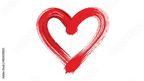 A red heart shape is painted with a brush on a white background.