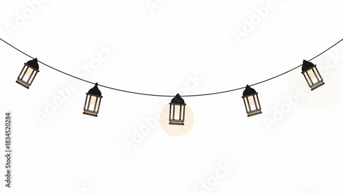 Decorative lighting, a strand of ornate lightbulbs hangs gracefully, reminiscent of a holiday theme. Decorative lighting accents enhance festive atmospheres.