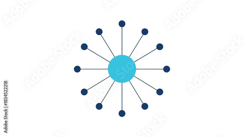 A blue central node connected to multiple smaller blue nodes via dotted lines