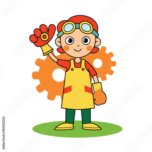 Cute child character in work outfit