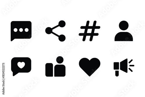 Social media icons set for engagement and communication