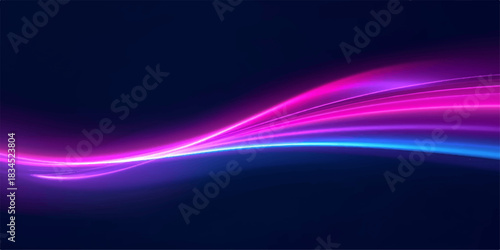 Abstract blue and purple wave lines create a glowing flowing energy design background and wallpaper