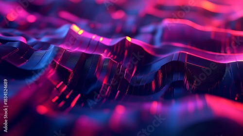Stunning abstract landscape with vibrant blue and red neon lights creating a modern, dynamic tech feel for innovative designs and presentations