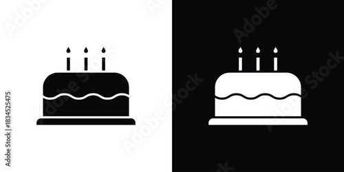 Birthday cake icons vector. silhouette or icon or pictogram.