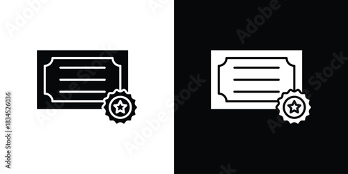 Certificate icons vector. silhouette or icon or pictogram.