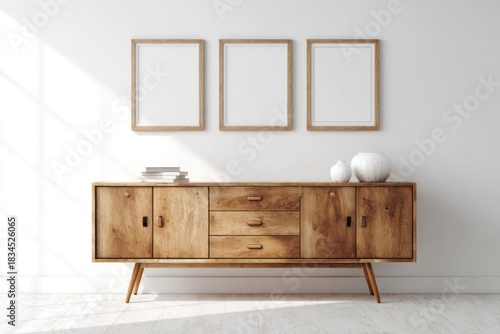 Scandinavian Style Interior with Wooden Sideboard