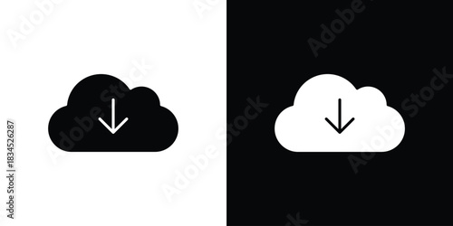 Cloud download icons vector. silhouette or icon or pictogram.