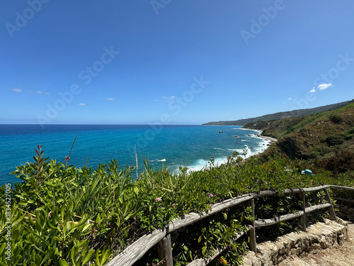 southern Italy, Calabria, Mediterranean coast, beach, sea, oleanders and greenery