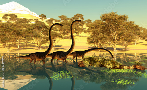 Omeisaurus Afternoon - Omeisaurus was a herbivorous dinosaur that lived in the Jurassic Period of China.