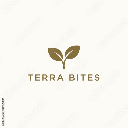 Elegant Logo Design Featuring Two Leaves and the Text Terra Bites.