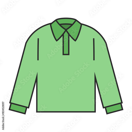 ワイシャツ、長袖、洋服、ファッション、コーディネート、おしゃれのイラスト（カラー）