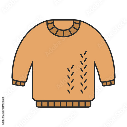 セーター、洋服、ファッション、コーディネート、おしゃれのイラスト（カラー）