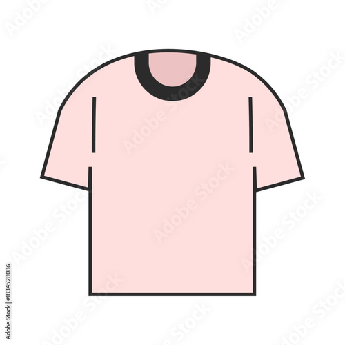 Tシャツ、長袖、洋服、ファッション、コーディネート、おしゃれ関連のイラストセット（カラー）