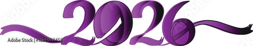 Artistic purple gradient rendering of the numbers 2026 on a white background creating a visually appealing design for upcoming year celebrations and event decorations