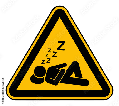 Sleep Zone Warning Sign – Triangular Caution Drowsy Area Icon Vector