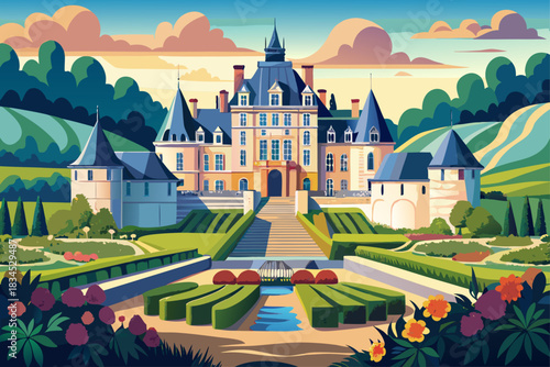 The romantic Château de Brisac in the Loire Valley, a French icon surrounded by lush landscapes, historic architecture, a cultural heritage site and a popular travel destination in France.