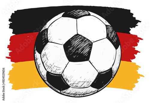 Soccer Ball with Germany Flag Brush Stroke – Football Sketch Vector
