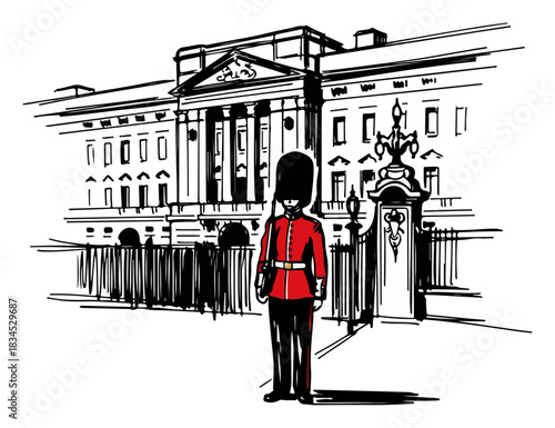 Картината върху платно Buckingham Palace with Queen's Guard in London