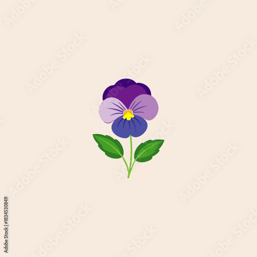 Pansy flower icon flat vector design.