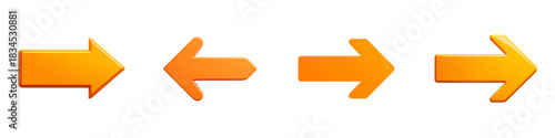 Vibrant orange arrow collection pointing left and right, perfect for website navigation or presentation design, directional signs with a modern minimalist style