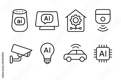 Smart home automation and ai icon set for modern technology design